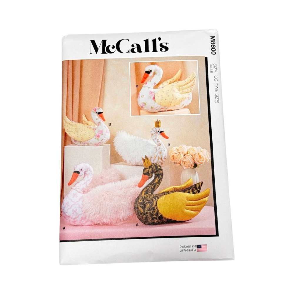 McCalls M8600 Sewing Pattern Plush Swans Size OS New Uncut
